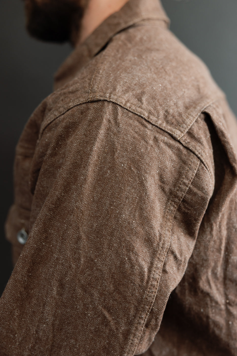 Close-up side view of male model (5'9