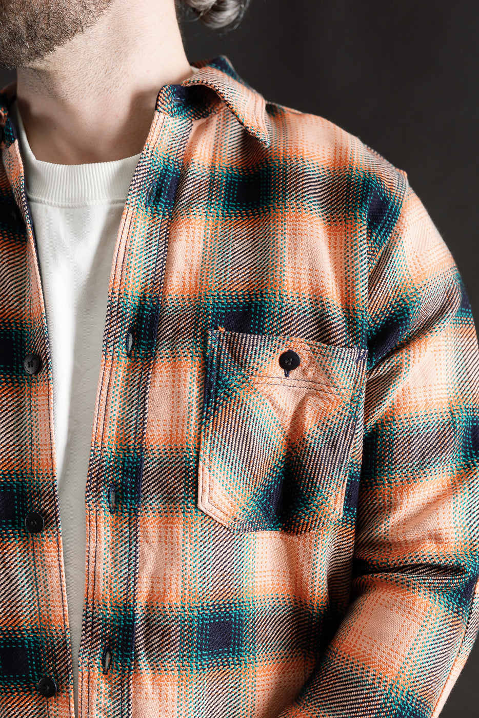 SIN25-01W - Heavy Indigo Flannel - Pink