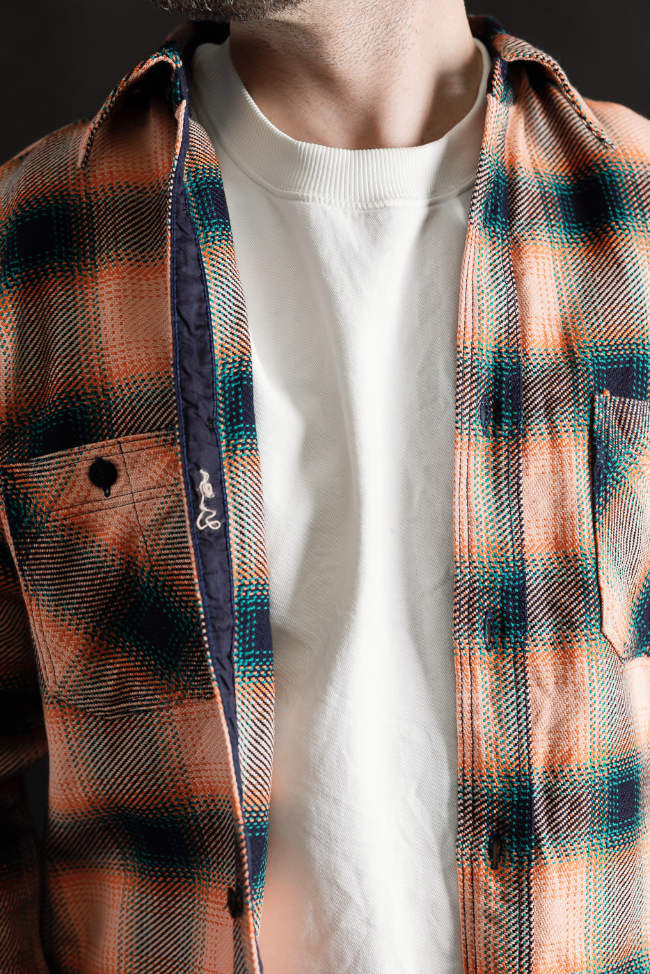 SIN25-01W - Heavy Indigo Flannel - Pink