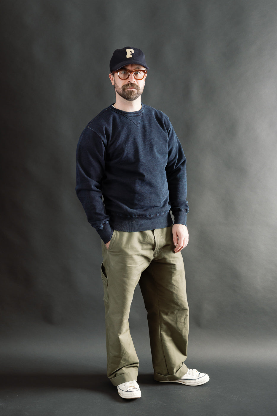 SIS25-101 - Overdyed Sweatshirt - Kakishibu Indigo