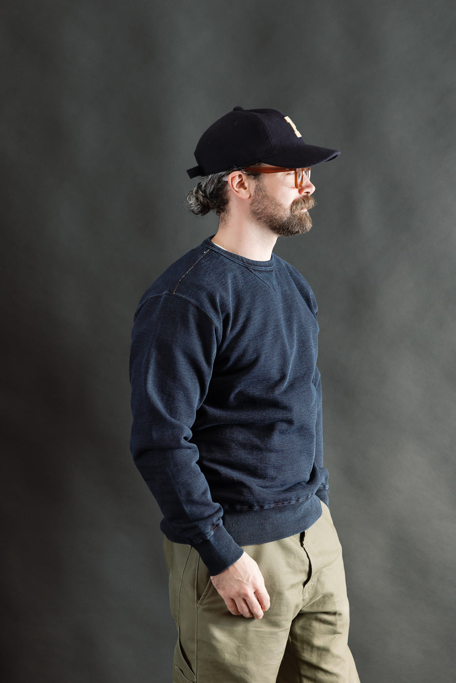 SIS25-101 - Overdyed Sweatshirt - Kakishibu Indigo