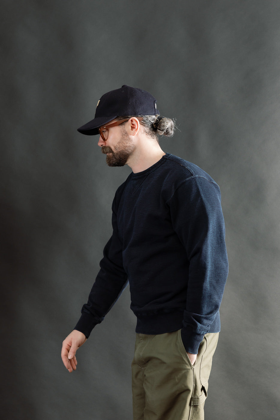 SIS25-101 - Overdyed Sweatshirt - Kakishibu Indigo