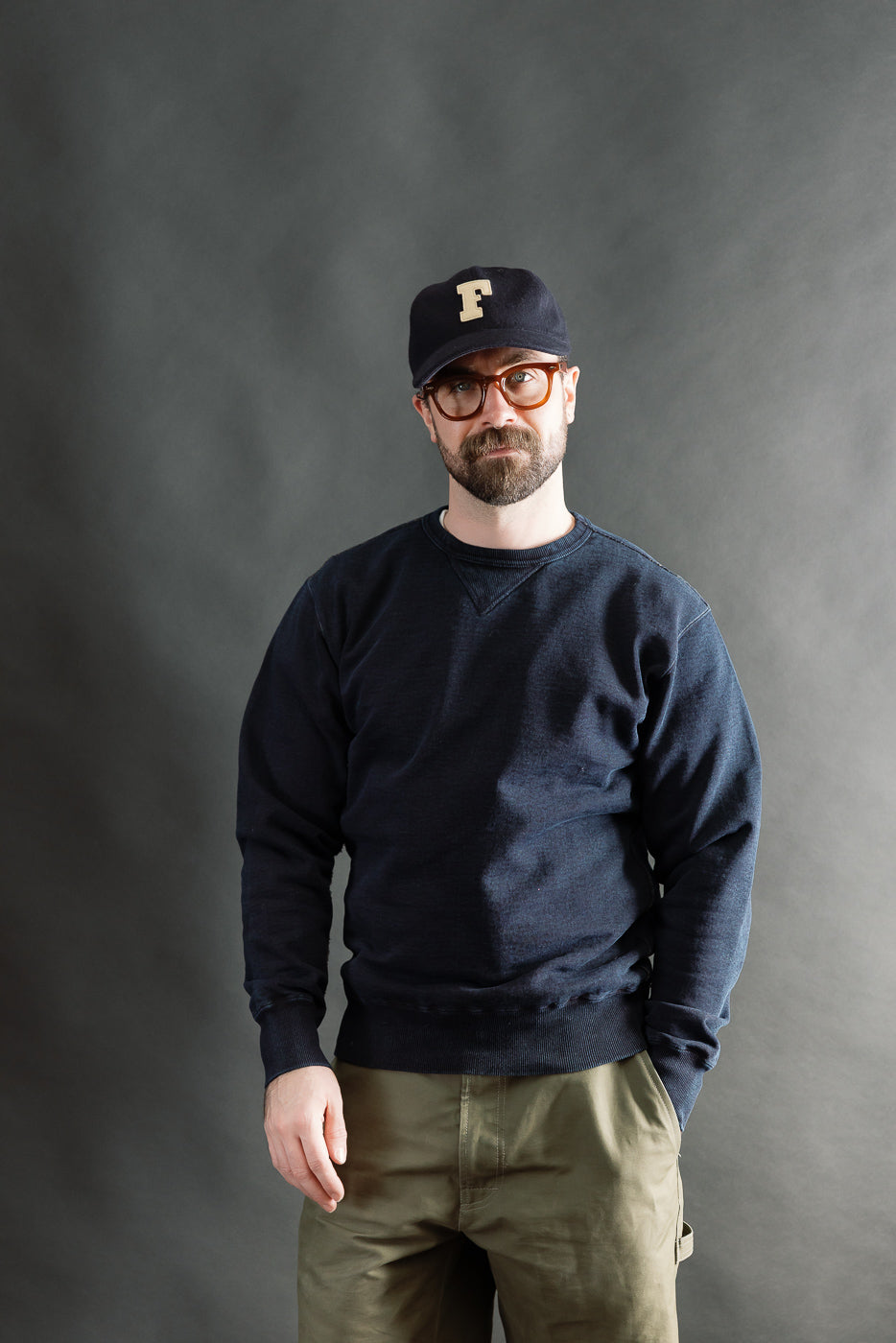 SIS25-101 - Overdyed Sweatshirt - Kakishibu Indigo