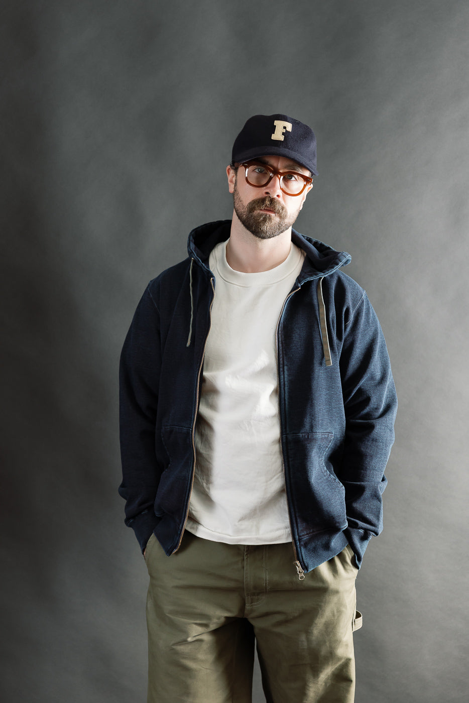 SIS25-102 - Overdyed Zip Up Hoody - Kakishibu Indigo | Dant