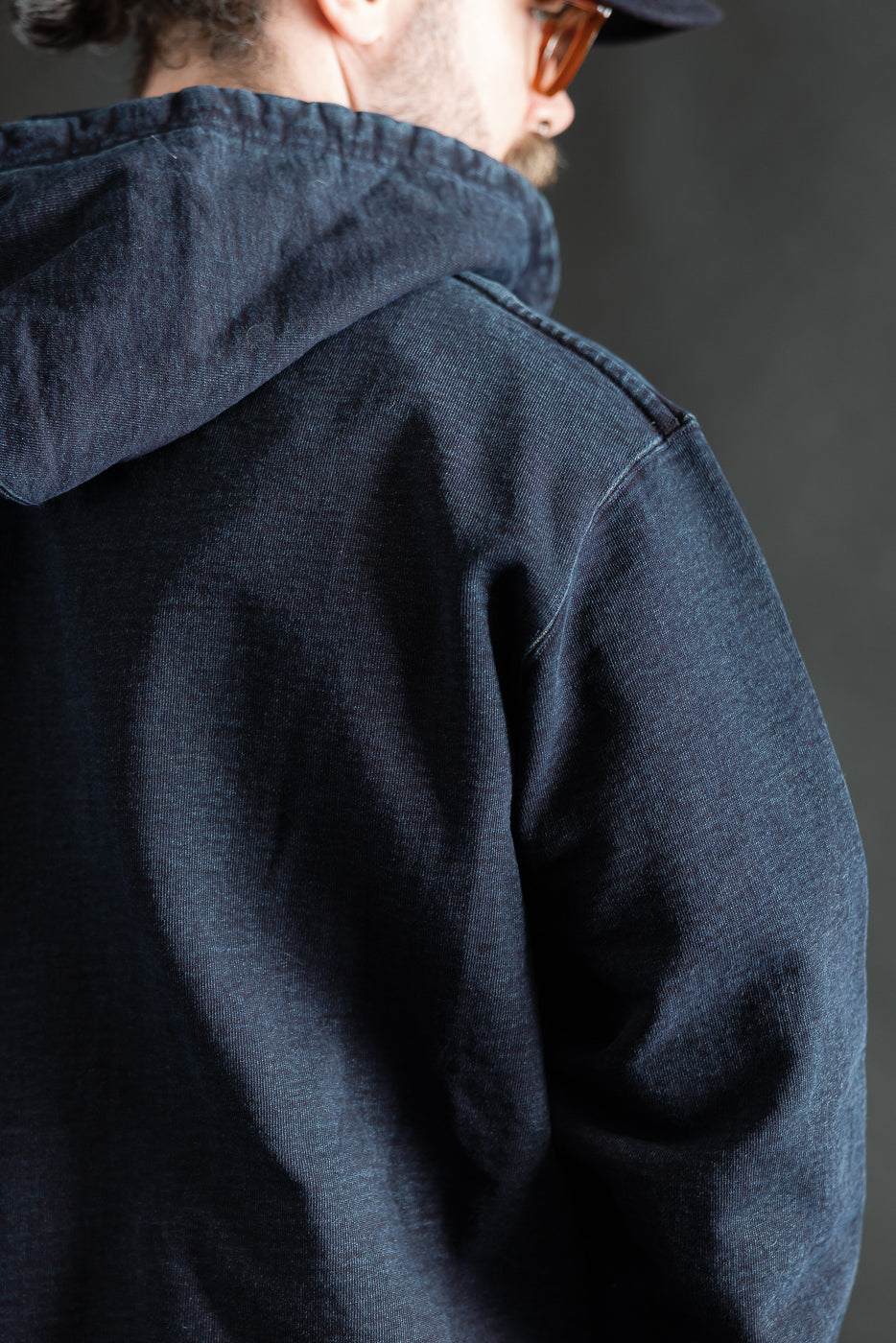 SIS25-102 - Overdyed Zip Up Hoody - Kakishibu Indigo