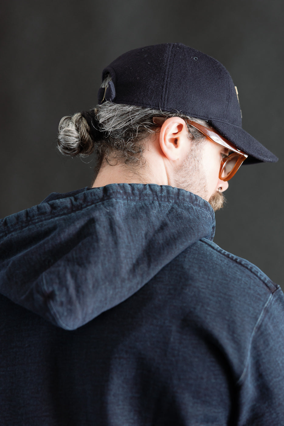 SIS25-102 - Overdyed Zip Up Hoody - Kakishibu Indigo