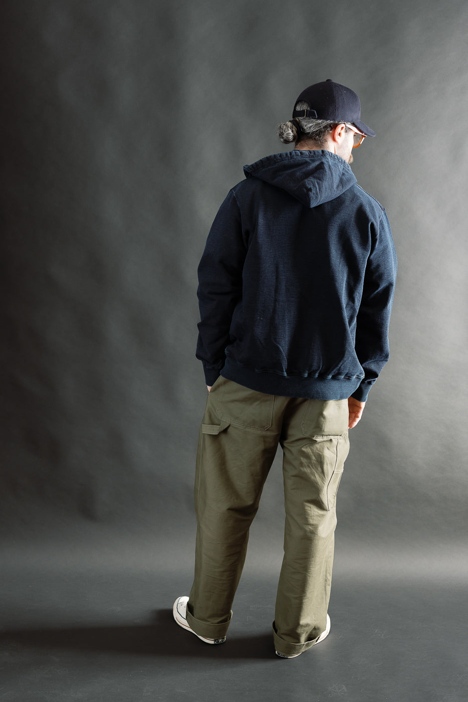 SIS25-102 - Overdyed Zip Up Hoody - Kakishibu Indigo