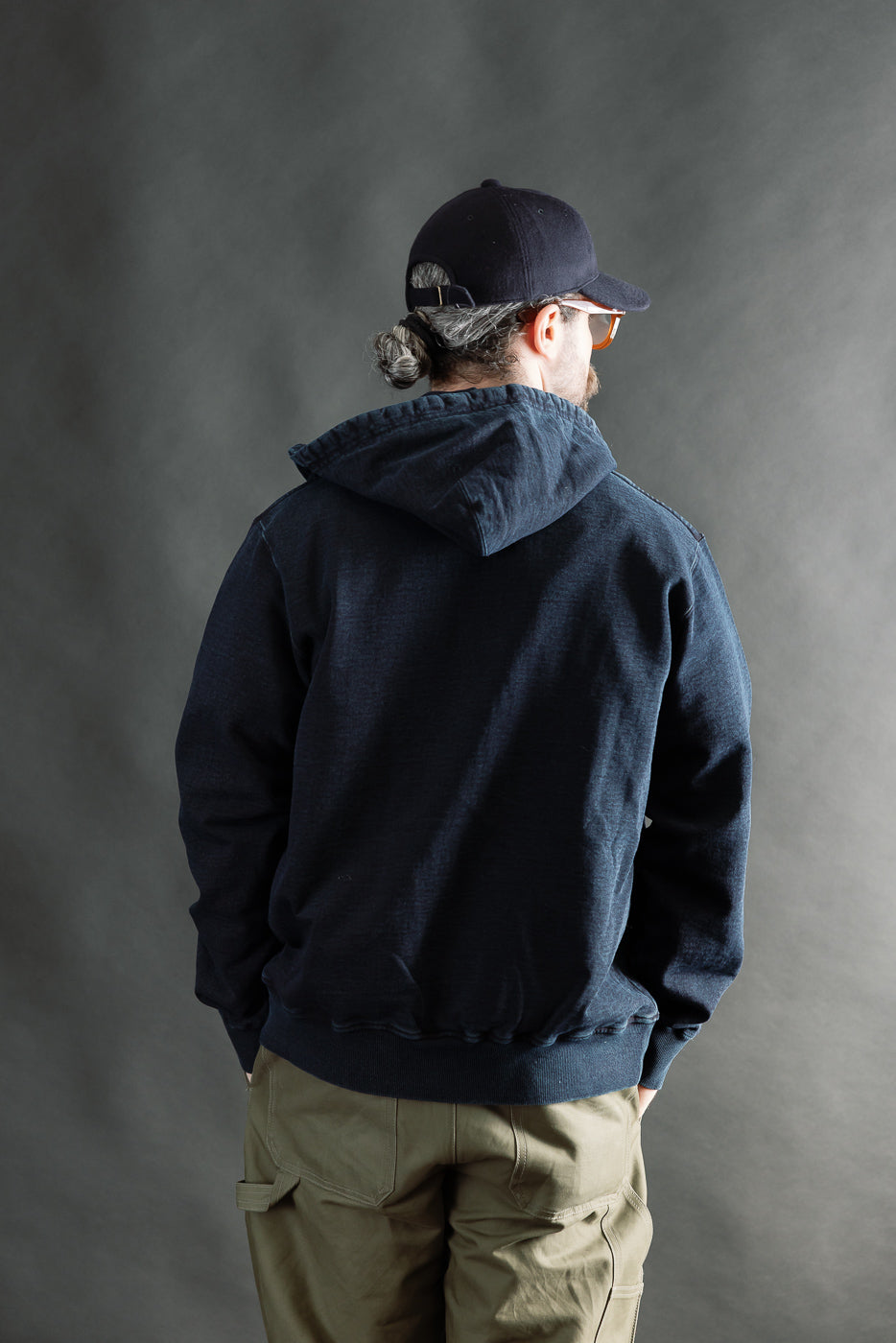 SIS25-102 - Overdyed Zip Up Hoody - Kakishibu Indigo