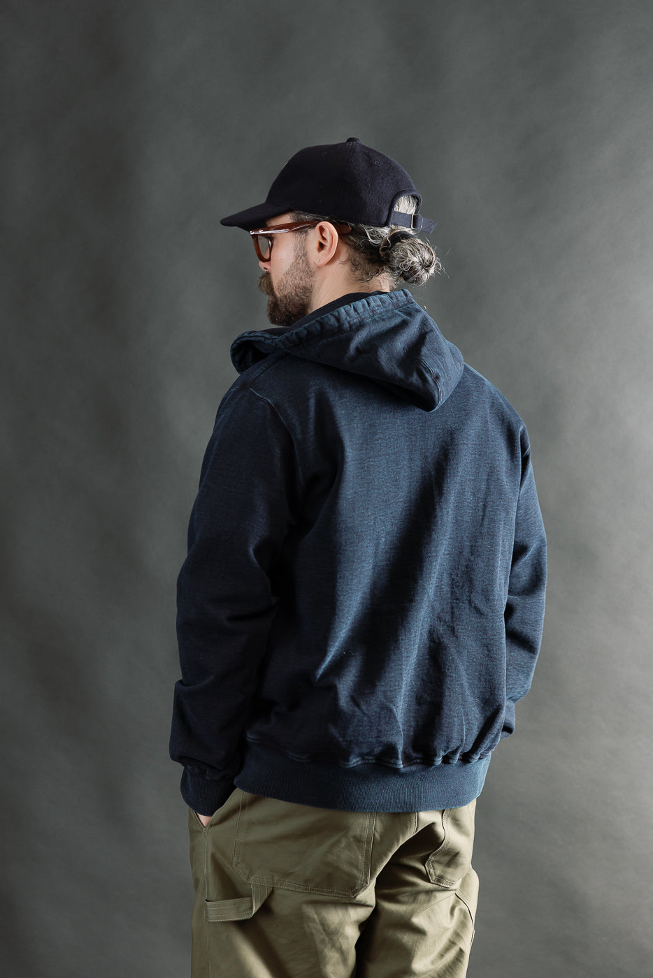 SIS25-102 - Overdyed Zip Up Hoody - Kakishibu Indigo