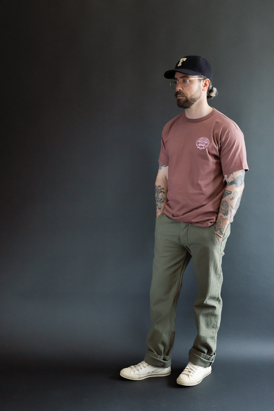 SJ42BP - 15oz Heavy Back Satin Olive Selvedge Trousers - Slim