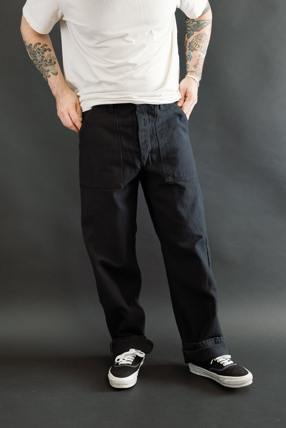 XLARGE☆STITCHED BAKER WORK PANTS 34 SJ52BK - Back Satin Selvedge Baker Pants - Black | Dant