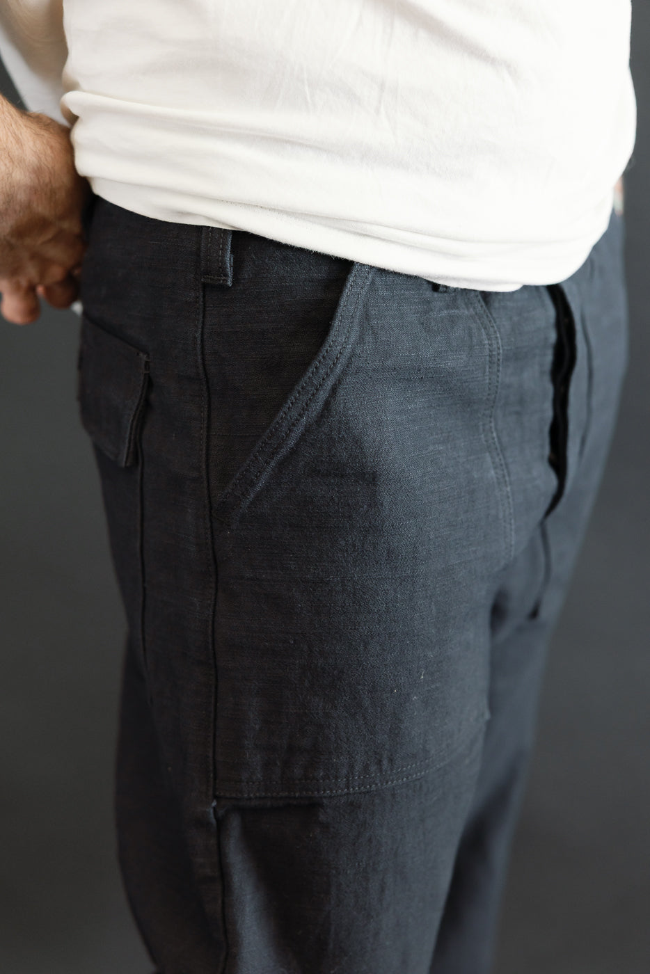 SJ52BK - Back Satin Selvedge Baker Pants - Black | Dant