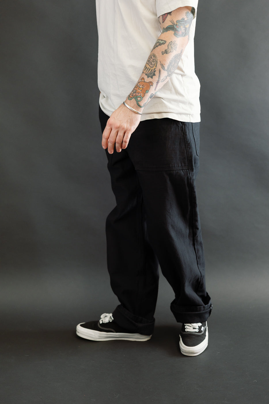 SJ52BK - Back Satin Selvedge Baker Pants - Black | Dant