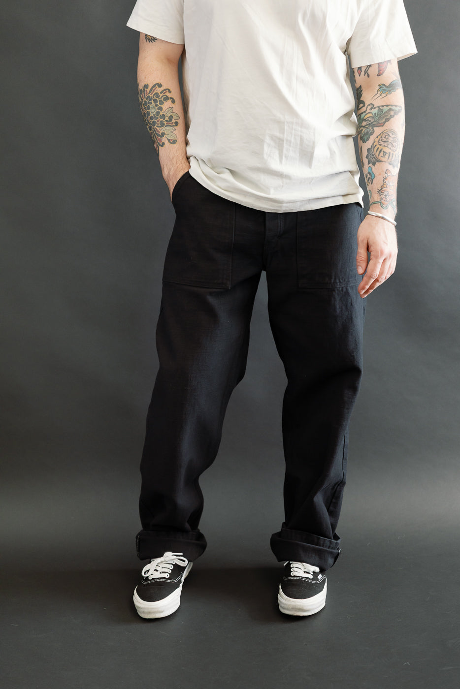 SJ52BK - Back Satin Selvedge Baker Pants - Black | Dant