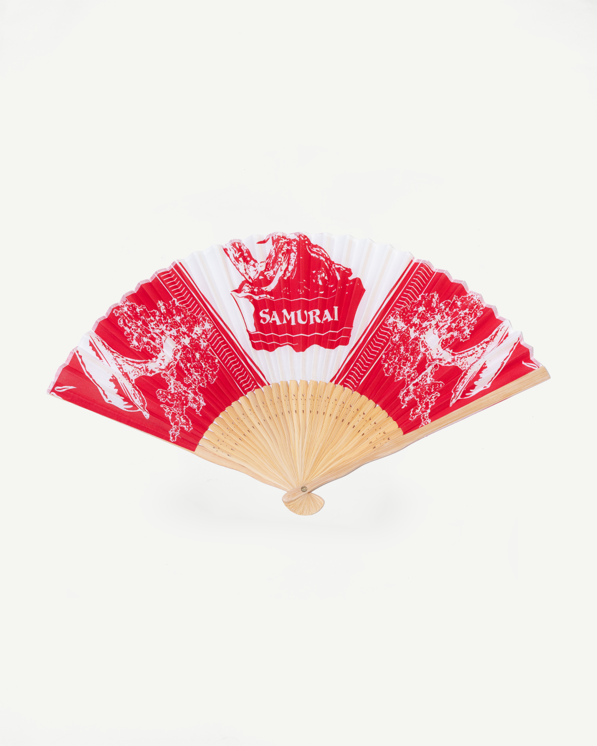 SJHF26 - Bonsai Pattern Bandana Fan - Red