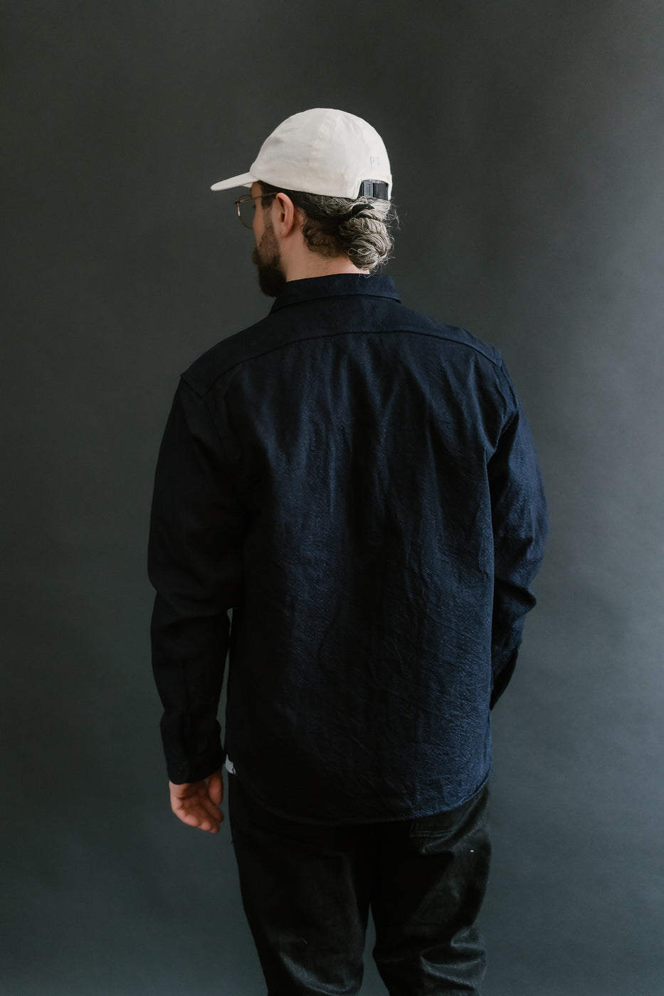 SSN25-01W - Snake Jacquard Work Shirt - Indigo