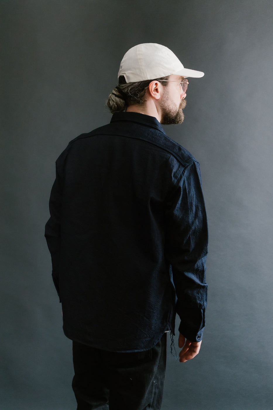 SSN25-01W - Snake Jacquard Work Shirt - Indigo