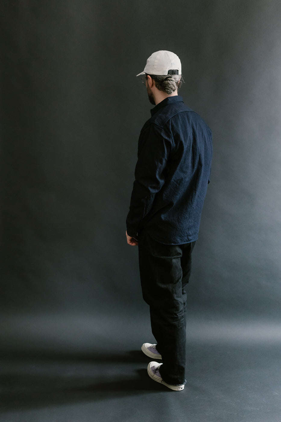 SSN25-01W - Snake Jacquard Work Shirt - Indigo