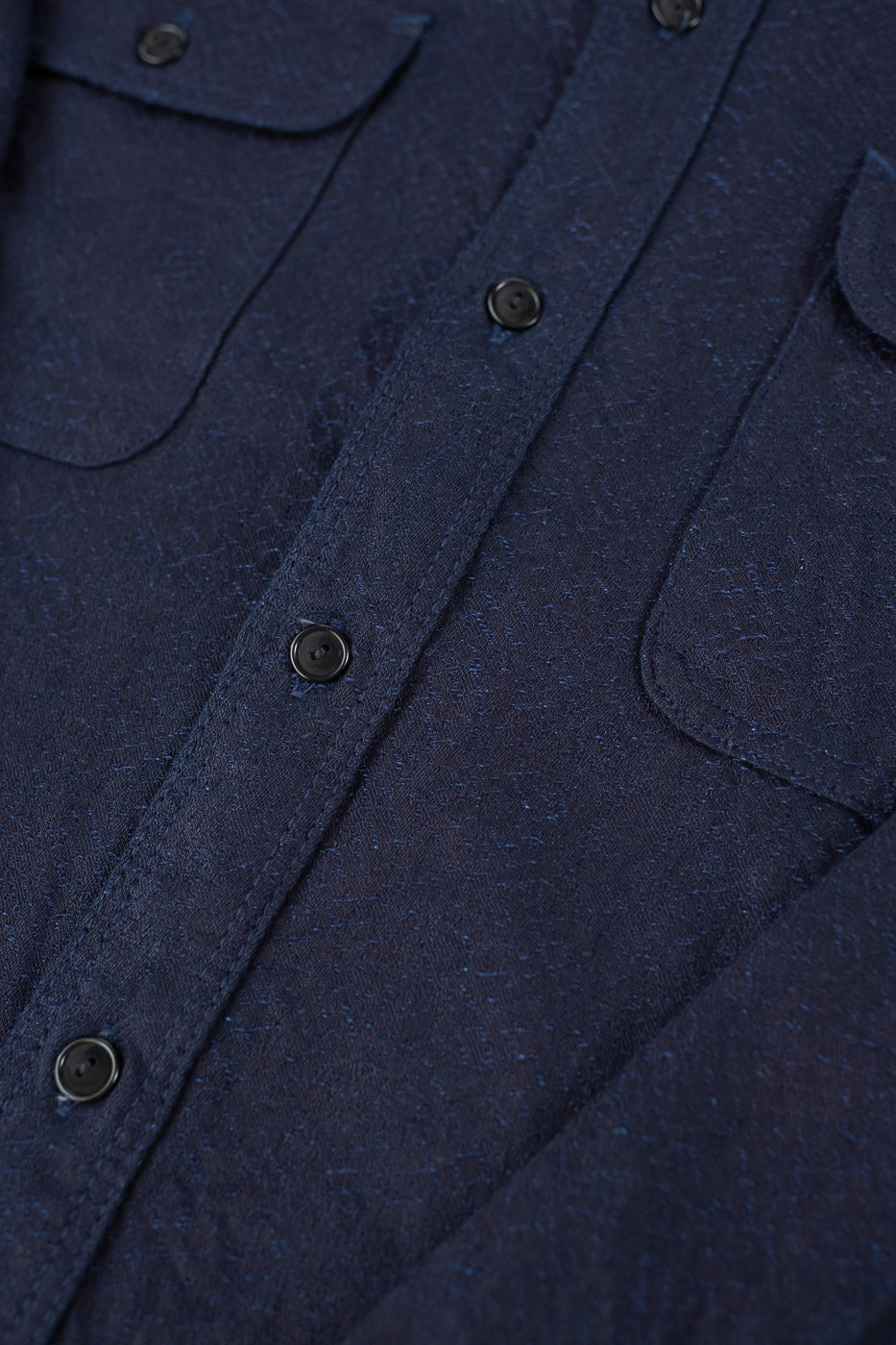 SSN25-01W - Snake Jacquard Work Shirt - Indigo