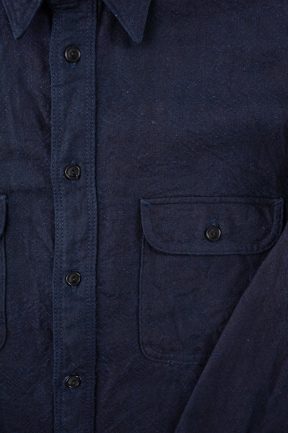 SSN25-01W - Snake Jacquard Work Shirt - Indigo