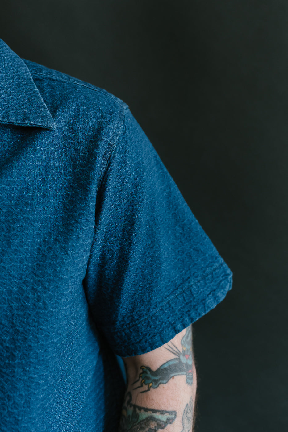 ワンピース Pemerald 7982 Dusty Medium Indigo Short Sleeve Shirt Banding 5724U - Dobby Short Sleeve Shirt - Distressed Indigo | Dant