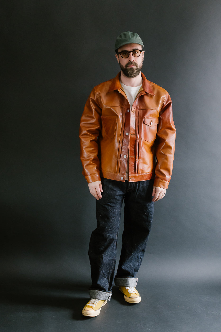 SP-123 - Hand-Dyed Horsehide Leather Type II Jacket - Brown