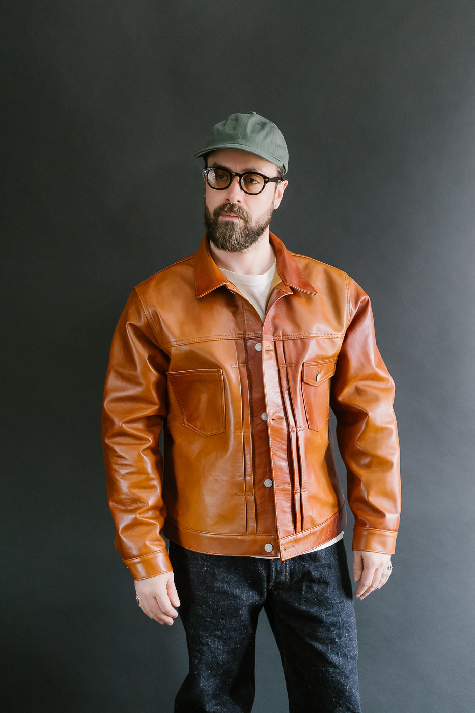 SP-123 - Hand-Dyed Horsehide Leather Type II Jacket - Brown