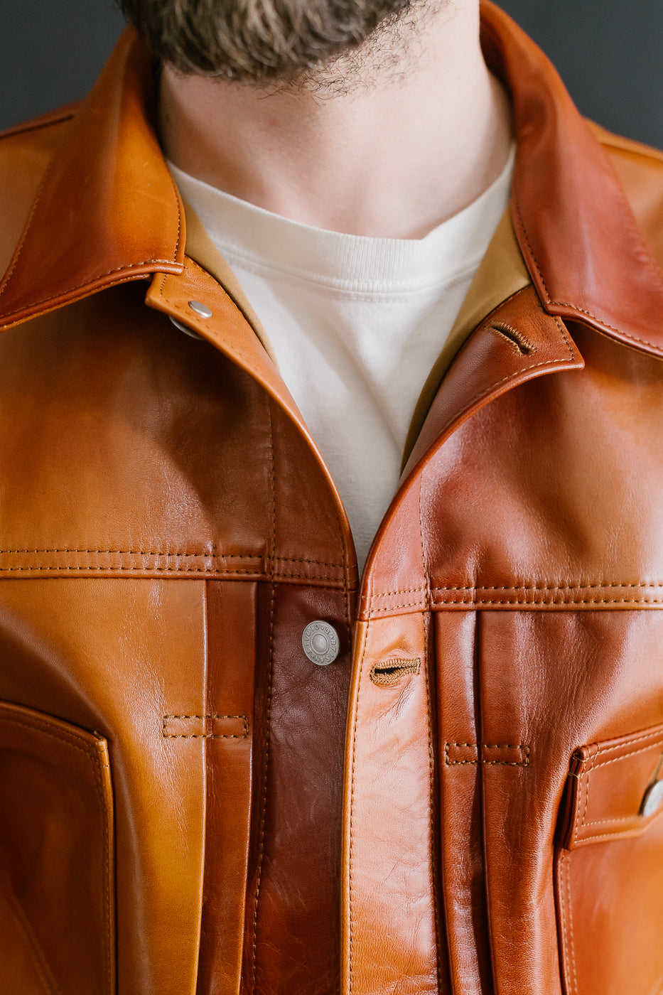 SP-123 - Hand-Dyed Horsehide Leather Type II Jacket - Brown