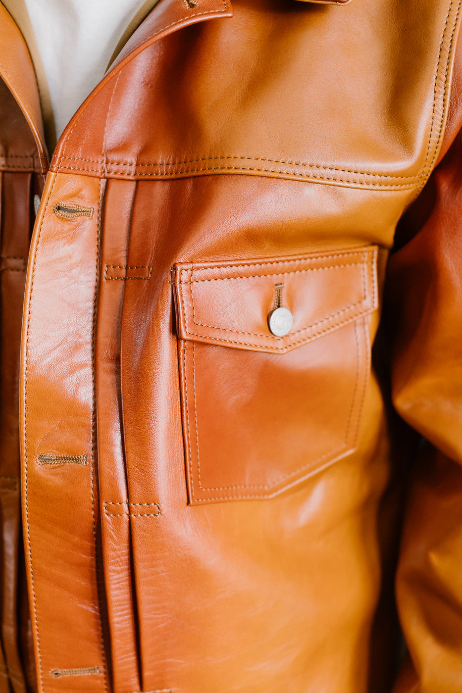 SP-123 - Hand-Dyed Horsehide Leather Type II Jacket - Brown