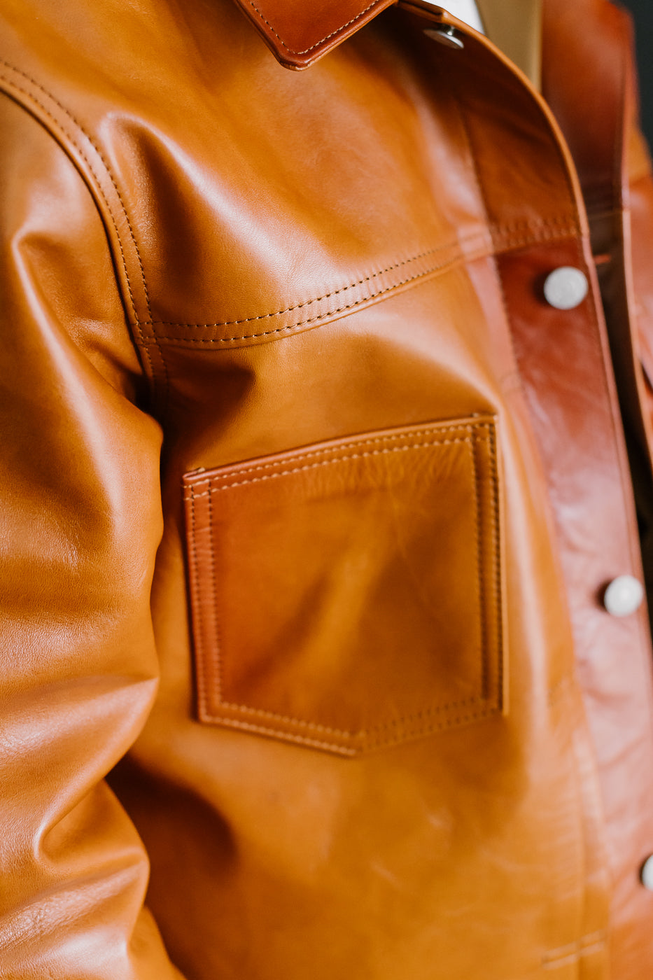 SP-123 - Hand-Dyed Horsehide Leather Type II Jacket - Brown