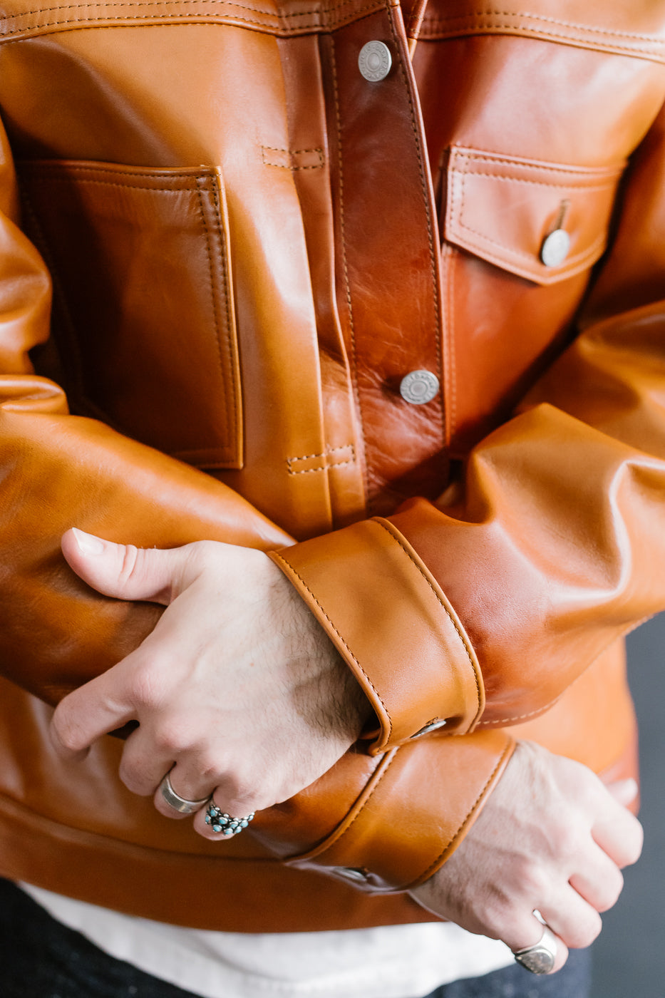 SP-123 - Hand-Dyed Horsehide Leather Type II Jacket - Brown