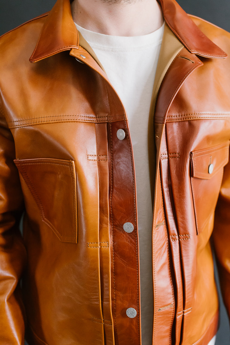 SP-123 - Hand-Dyed Horsehide Leather Type II Jacket - Brown