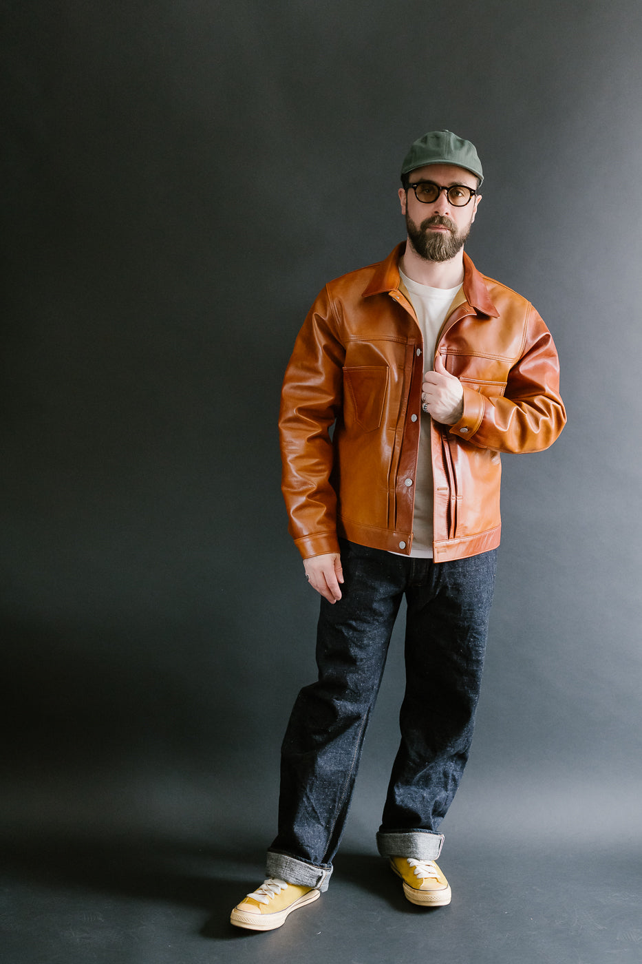 SP-123 - Hand-Dyed Horsehide Leather Type II Jacket - Brown