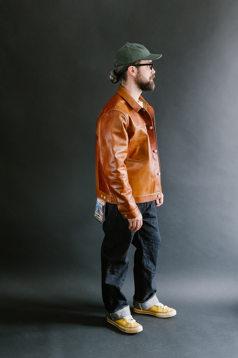 SP-123 - Hand-Dyed Horsehide Leather Type II Jacket - Brown