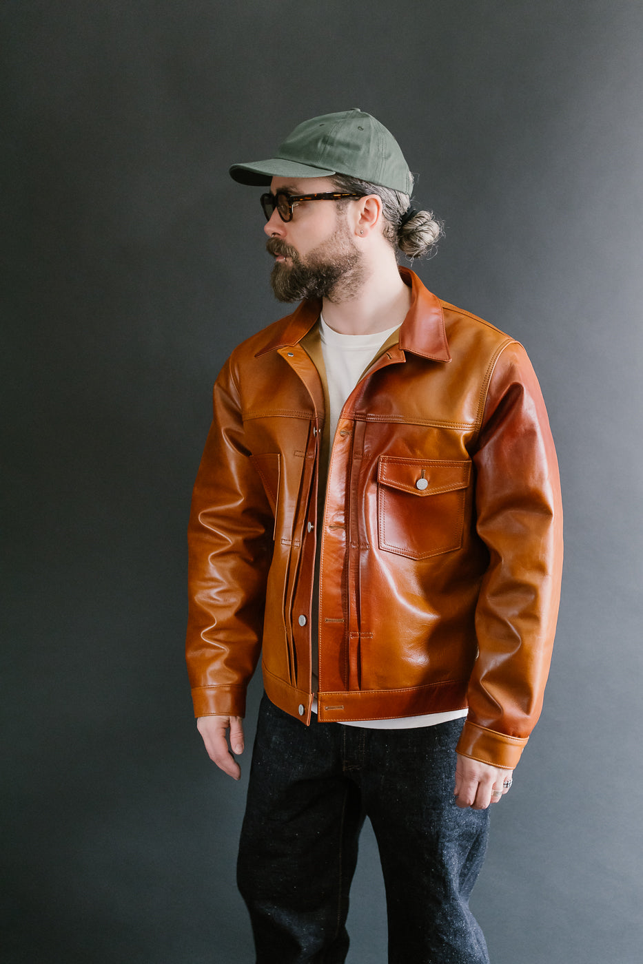 SP-123 - Hand-Dyed Horsehide Leather Type II Jacket - Brown