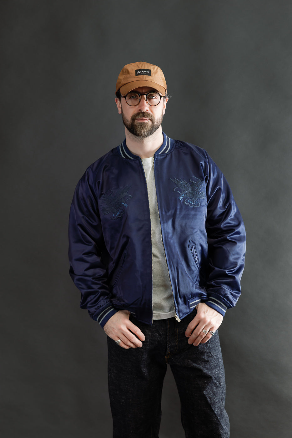 Full body front view of male model 5'9