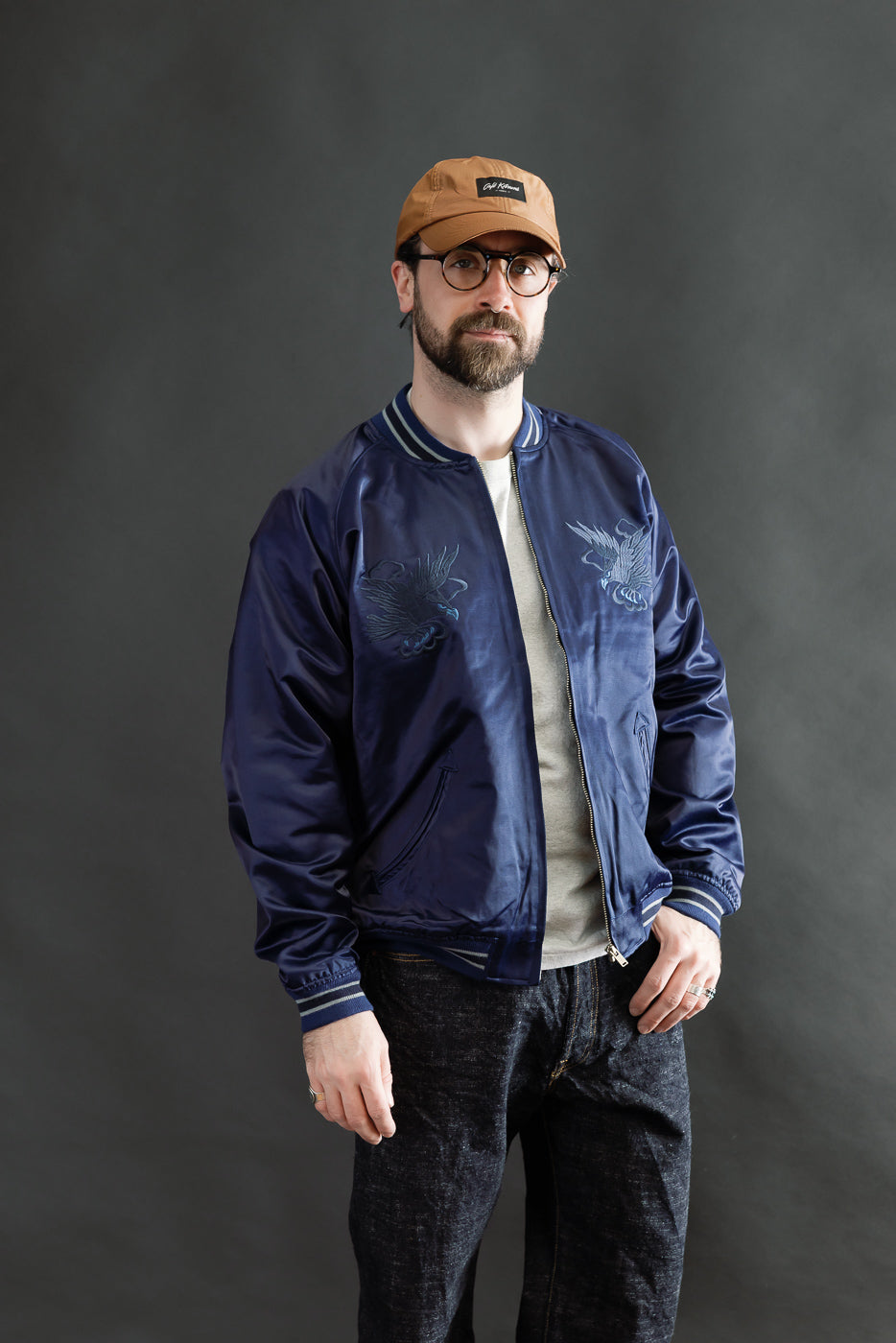 Full body front view of male model 5'9