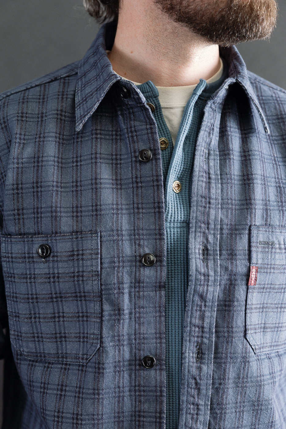 5734 - 13oz Jacquard Check Work Shirt - Navy | Dant