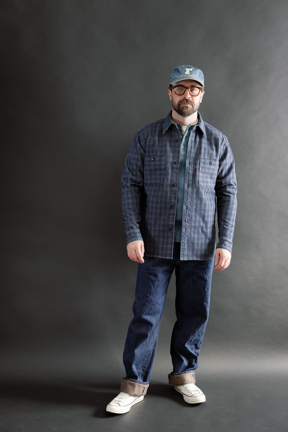 5734 - 13oz Jacquard Check Work Shirt - Navy | Dant