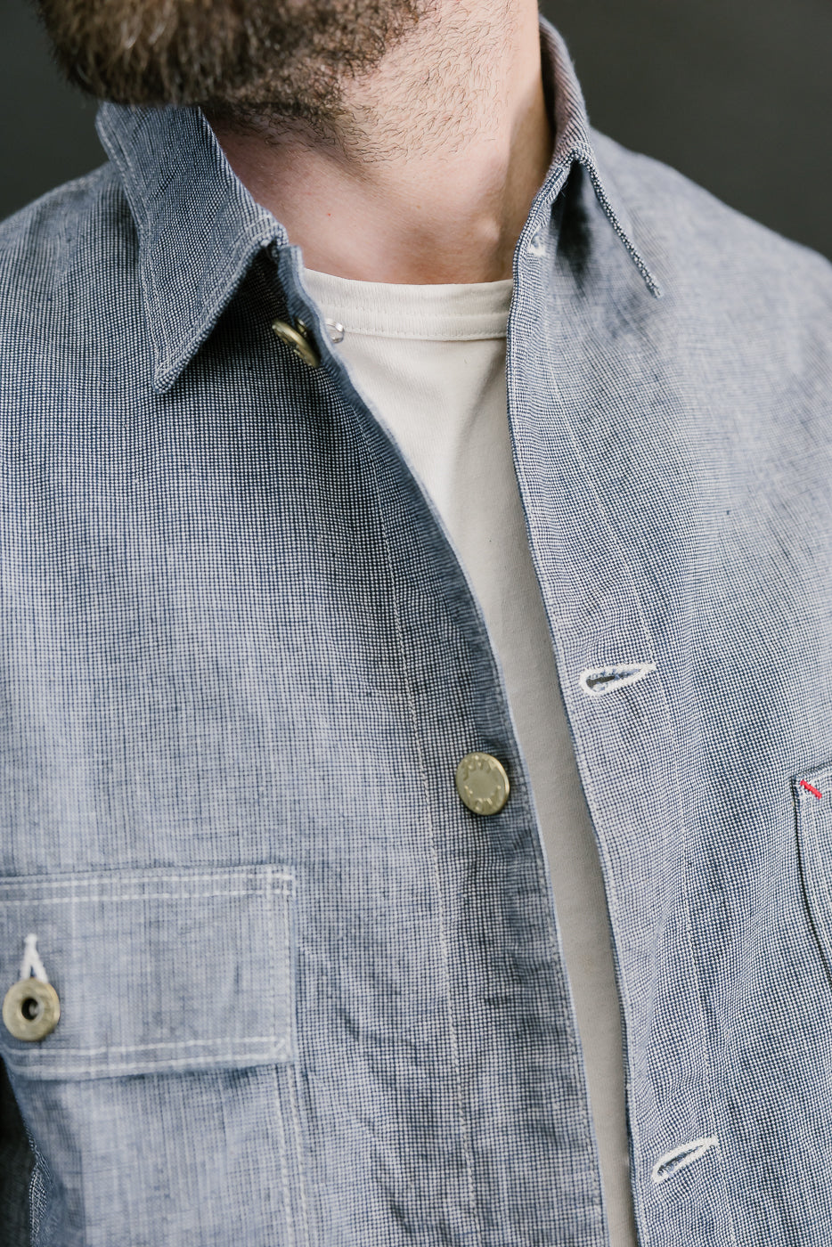 Lot 2195 - Pincheck Change Button Coverall - Indigo