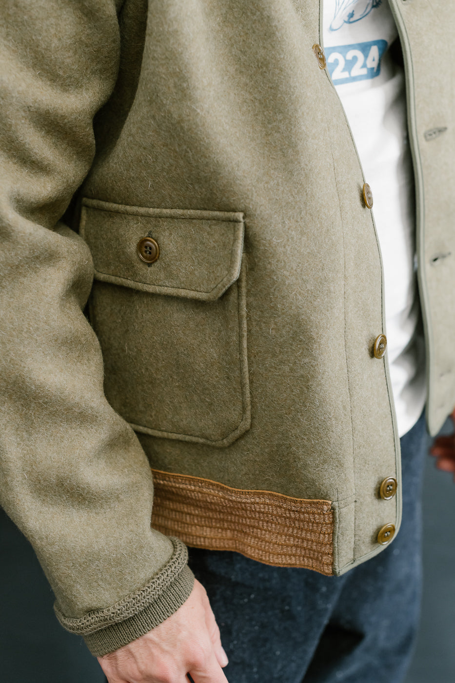 Lot 2233 - A-1 Style Melton Wool Jacket  - OD Green