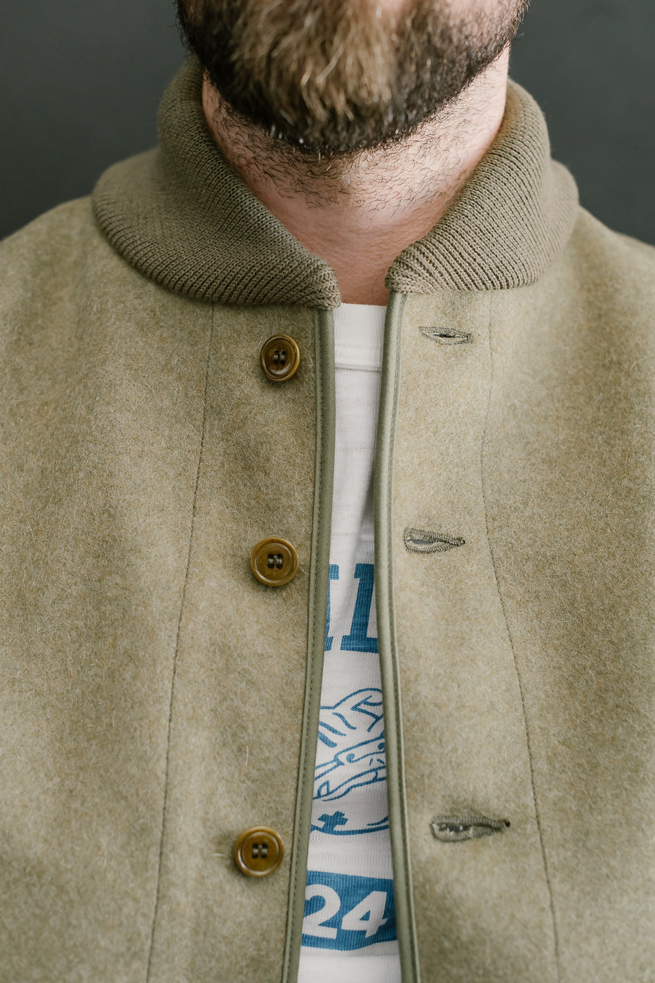 Lot 2233 - A-1 Style Melton Wool Jacket  - OD Green