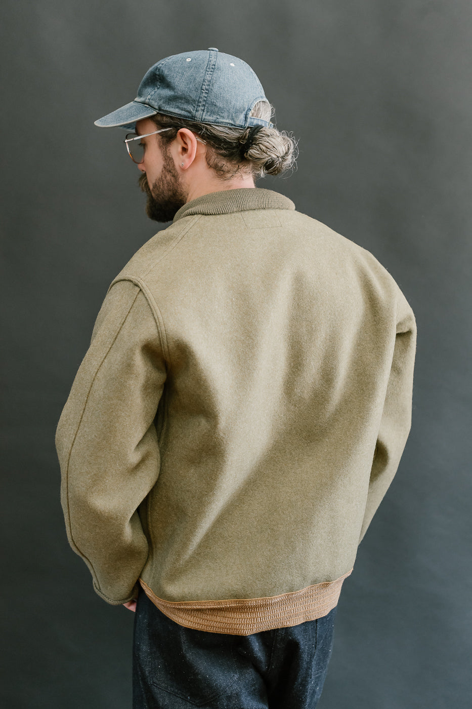 Lot 2233 - A-1 Style Melton Wool Jacket  - OD Green