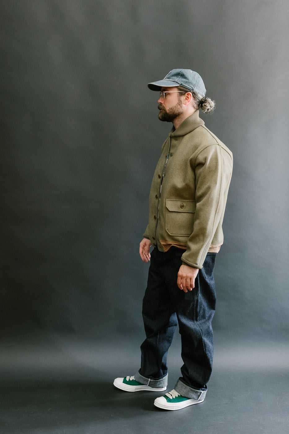 Lot 2233 - A-1 Style Melton Wool Jacket  - OD Green
