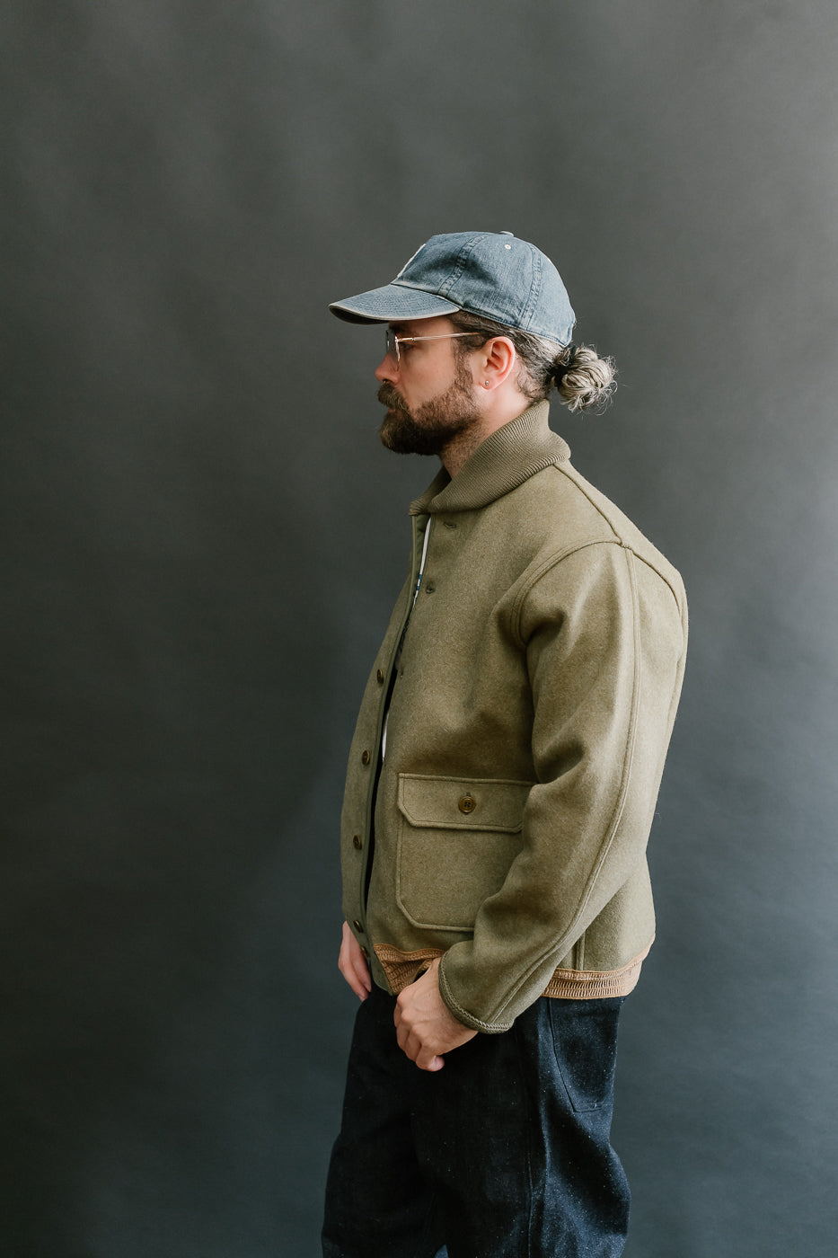 Lot 2233 - A-1 Style Melton Wool Jacket  - OD Green