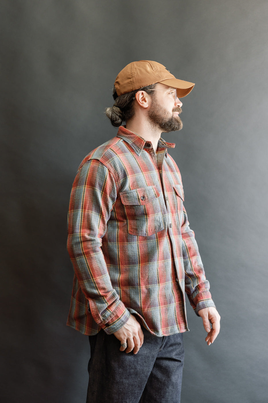Lot 3022 - Flannel Shirt w/ Chinstrap G Pattern - Red, Navy | Dant