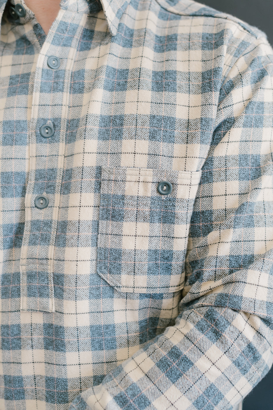 Lot 3060-O - Pullover Flannel Shirt One-Wash - H-1 Navy | Dant