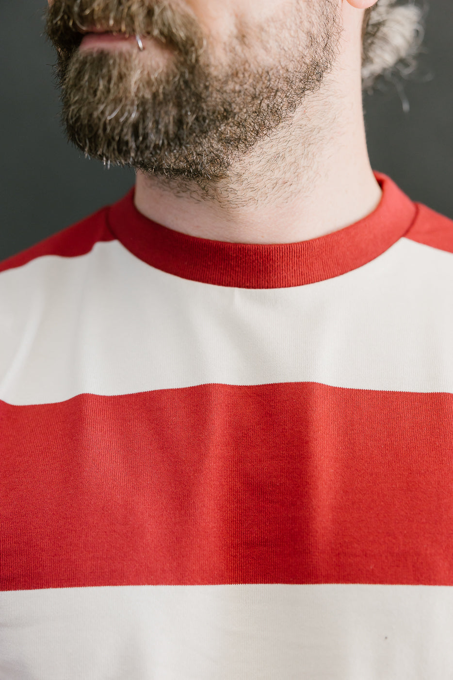 Lot 4108 - Border T-Shirt 4 Inch Stripe  - Bordeaux, Kinari