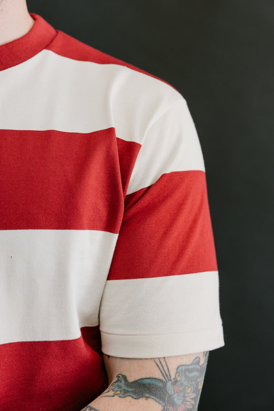 Lot 4108 - Border T-Shirt 4 Inch Stripe  - Bordeaux, Kinari