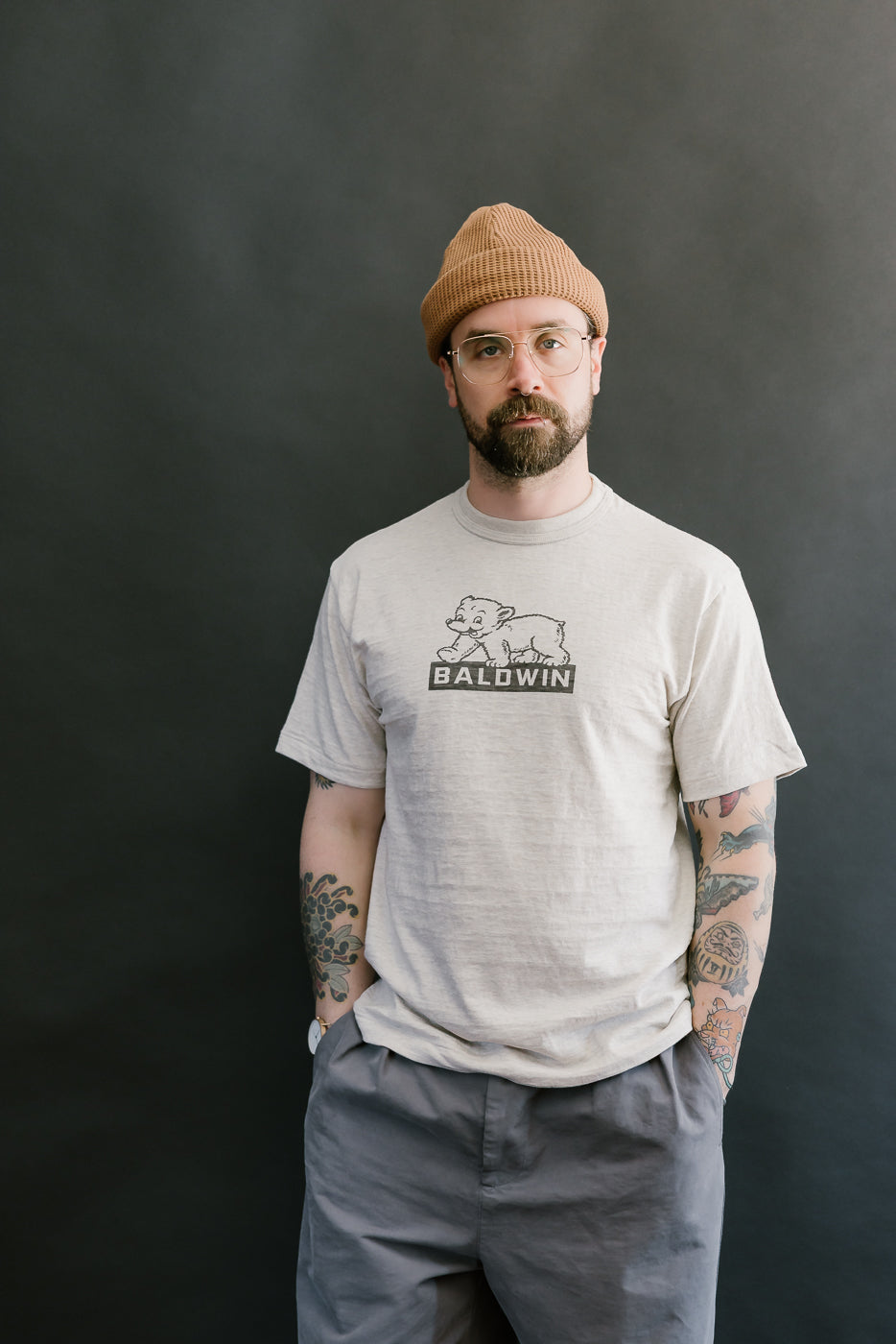 Lot 4601 - Baldwin Print T-Shirt - Oatmeal, Black